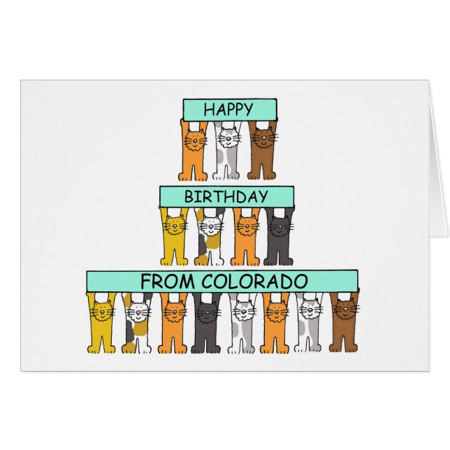 Cumpleaños feliz de los gatos Personalizados de Co (Anverso (Horizontal))