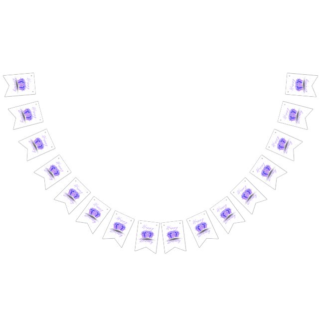 Cumpleaños Feliz Estandarte de banderines morado b (Todo)