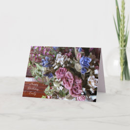 Cumpleaños feliz, flores de época, tarjeta persona