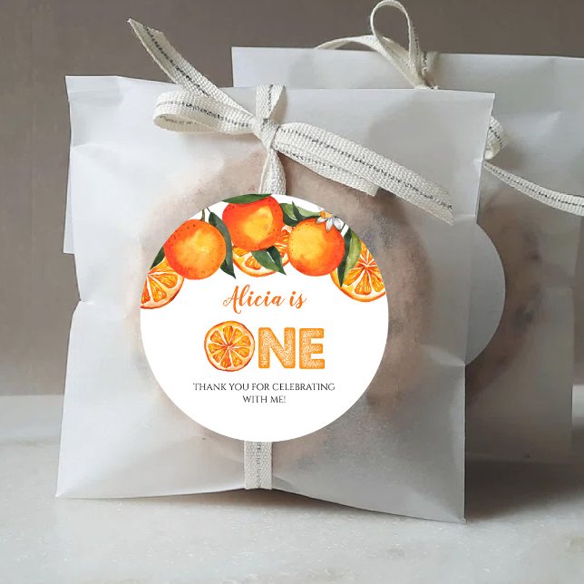 Cumpleaños Feliz Naranja Bonito Clásico Pegatina R (Subido por el creador)