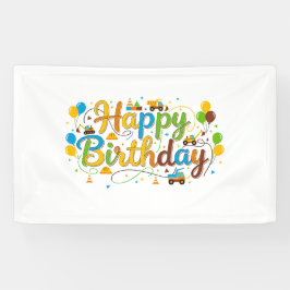 Cumpleaños feliz pancarta Vehículos de construcció