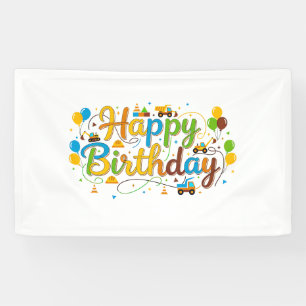 Cumpleaños feliz pancarta Vehículos de construcció