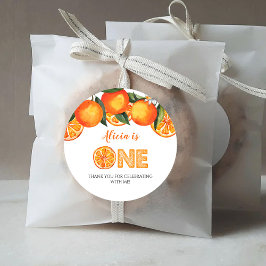 Cumpleaños Feliz Pegatina Redonda Clásica Naranja 