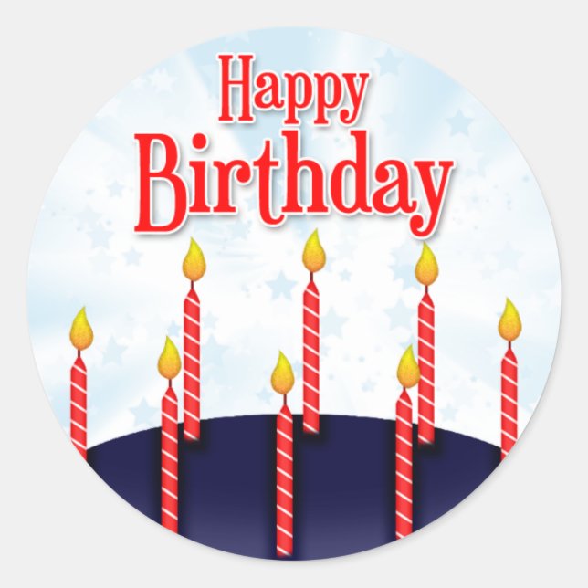 Cumpleaños feliz - Pegatina redondo (Anverso)