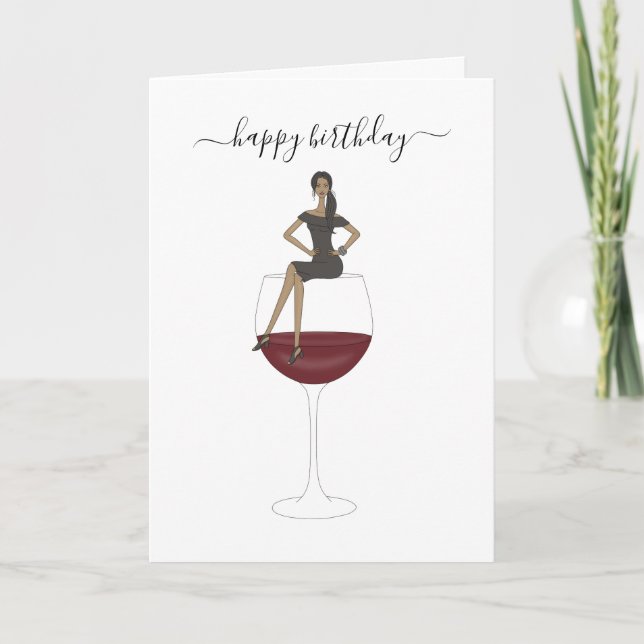 Cumpleaños feliz - Tarjeta de Vidrio Vino (Anverso)