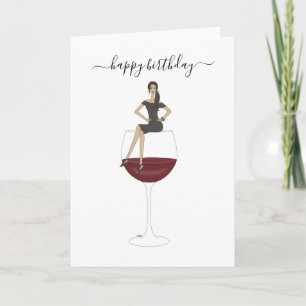 Cumpleaños feliz - Tarjeta de Vidrio Vino