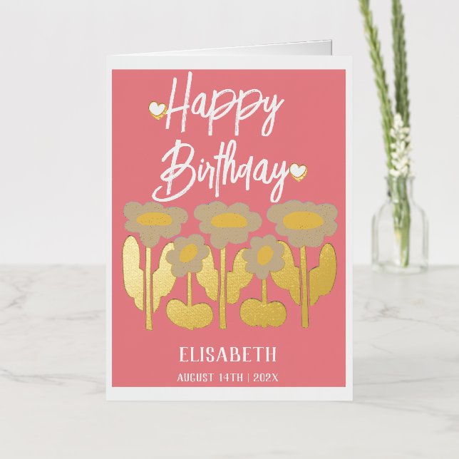 Cumpleaños Femenino Púrpura Simple Personalizada (Flor)