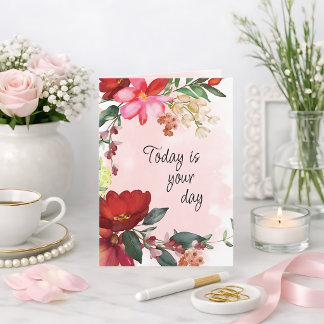 Cumpleaños floral en acuarela o tarjeta personaliz