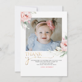 Cumpleaños Floral Rosa Gracias Postales De Foto