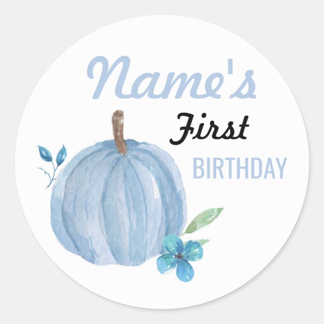 cumpleaños Flower Boy Calabaza Pegatina azul Cualq (Anverso)