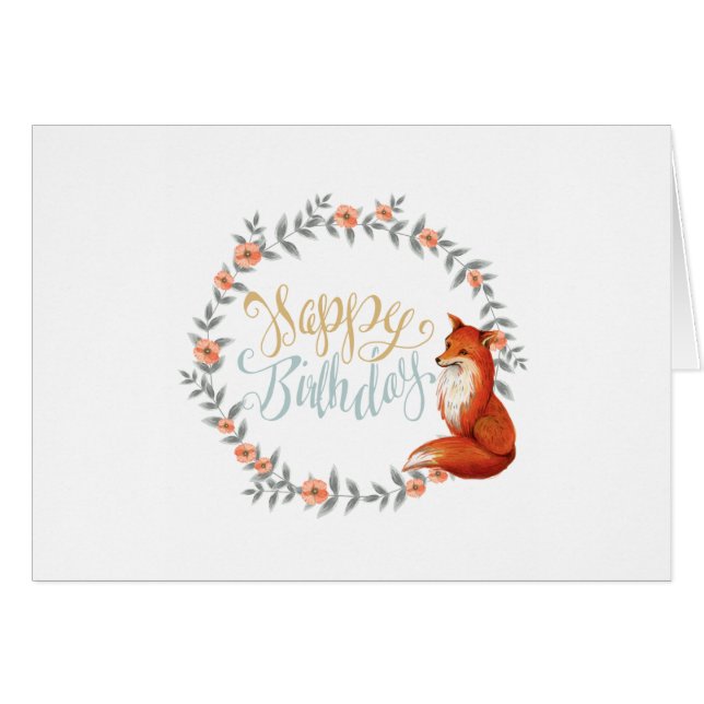 Cumpleaños Fox Wreath (Anverso (Horizontal))