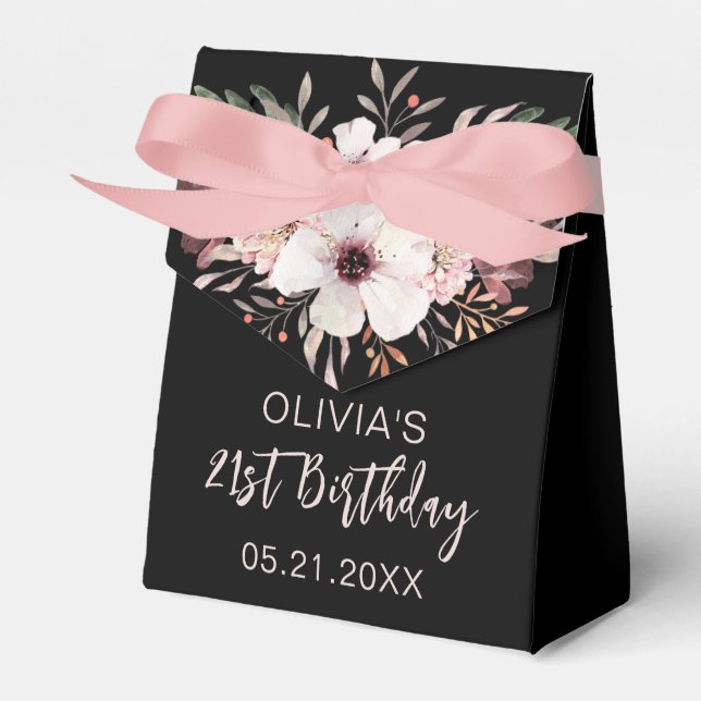 Cumpleaños Gracias Cajas Pink Floral Black Favx (Front Side)