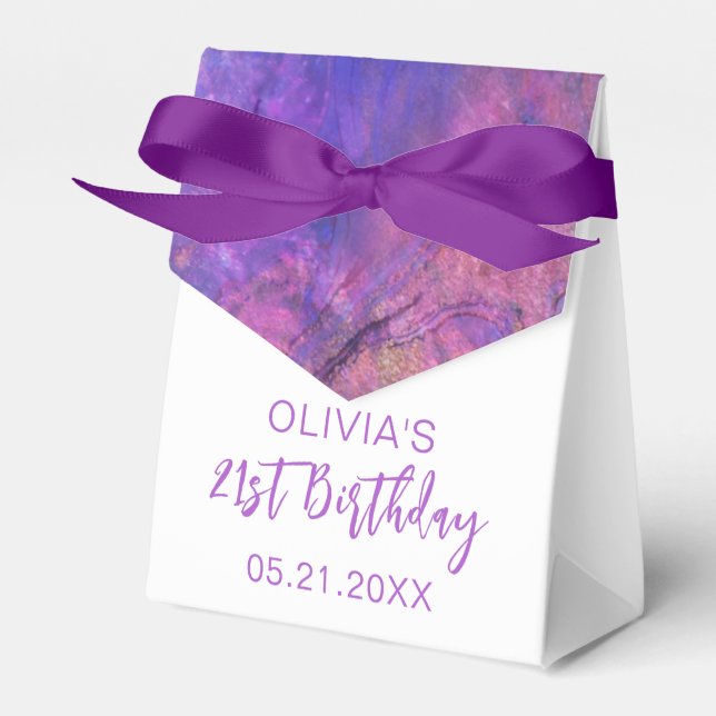 Cumpleaños Gracias Cajas Púrpura Modernas De Favor (Front Side)