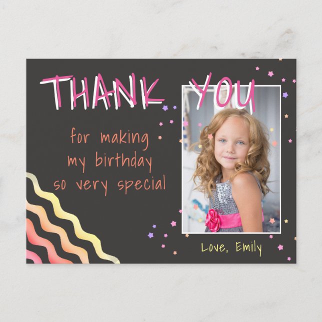 Cumpleaños Gracias Chica de la tarjeta de fotos Wa (Anverso)