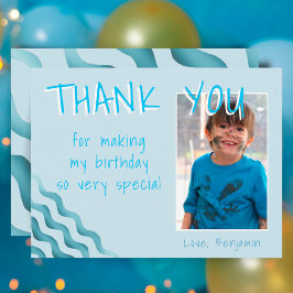 Cumpleaños Gracias tarjeta de foto para olas de ni