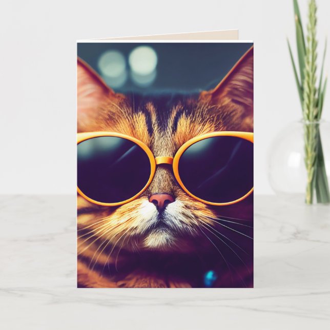 CUMPLEAÑOS GUAY CAT SUNGLASSES GRANDES TARJETAS (Anverso)