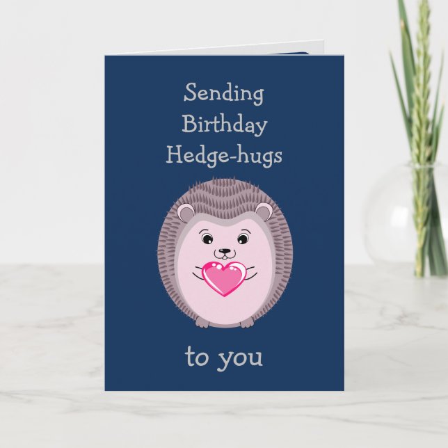 Cumpleaños Hedgehog Hedge-abrazos con tarjeta card (Anverso)