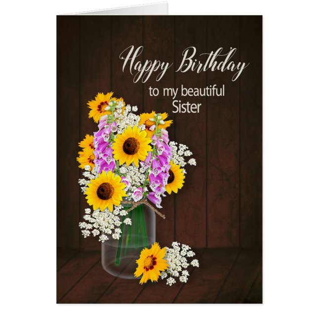 CUMPLEAÑOS - HERMANA - PAÍS FLOWERS/VASE (Frente)