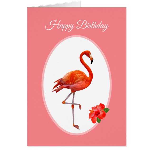Cumpleaños hermoso flamenco rosa (Frente)