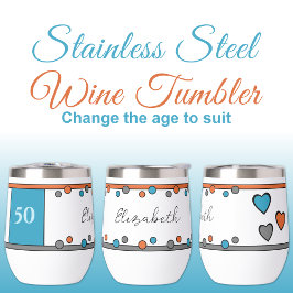 Cumpleaños hito 50.º nombre naranja azul