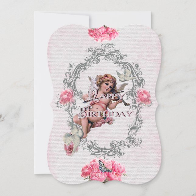 Cumpleaños - Lino Blanco - Tarjeta de invitación (Anverso)