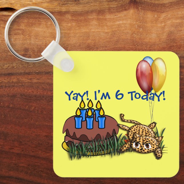 Cumpleaños llavero de leopardo ultra lindo de 6 añ (Anverso)