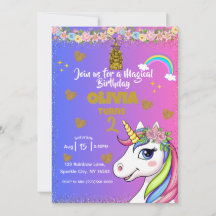 Cumpleaños mágico de unicornio - Invitación a Chic