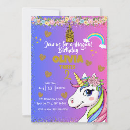 Cumpleaños mágico de unicornio - Invitación a Chic