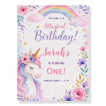 Cumpleaños Mágico Unicornio Acuarela