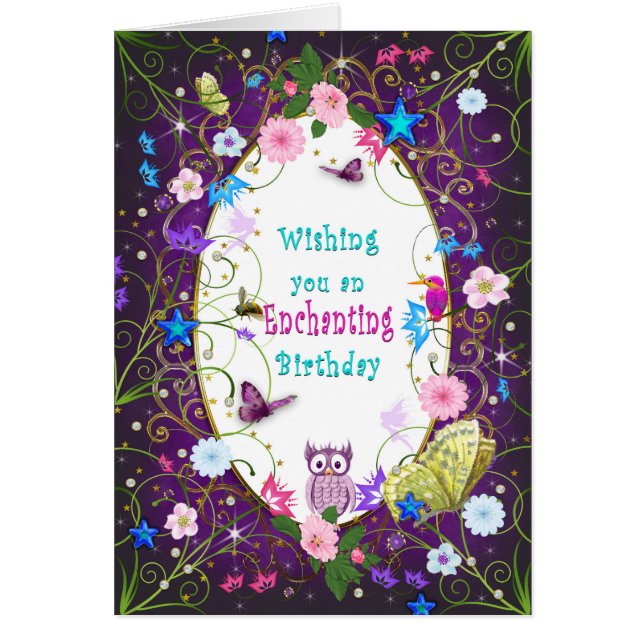 Cumpleaños mágico y encantador, mujer (Frente)