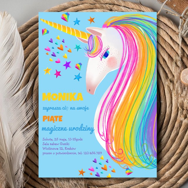Cumpleaños mágicos, invitación de unicornio (Subido por el creador)