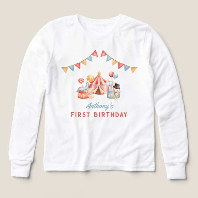 Cumpleaños moderno de cumpleaños de circo carnaval (Diseño frontal)