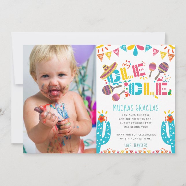Cumpleaños Muchas Gracias Fiesta Gracias Tarjeta (Anverso)