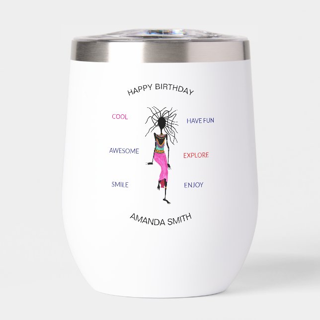 Cumpleaños, mujer africana guerrera bailando (Frente)