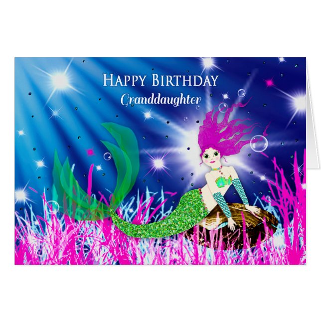 Cumpleaños, nieta, sirena en aguas profundas (Anverso (Horizontal))