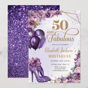 Cumpleaños número 50 femenino purpurina