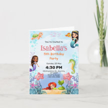 Cumpleaños número 5 de Sirena Bajo el Mar Tarjeta 