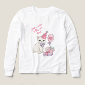 Cumpleaños Oficialmente 3 Años Camiseta Niñas Gato
