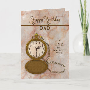 Cumpleaños Padre Pocket Watch y tarjeta de cadena