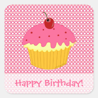 Cumpleaños! Pegatinas de pastel rosa