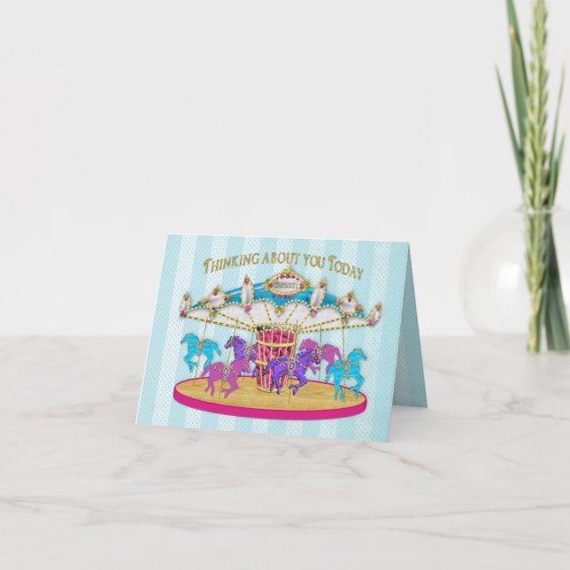 Cumpleaños - Pensar en ti - Carrusel - Tarjeta de  (Anverso)