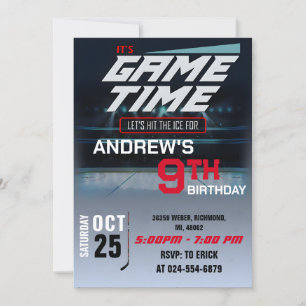 Cumpleaños personal de hockey con invitación fotog