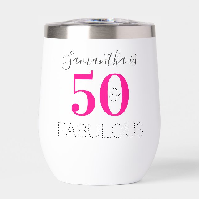 Cumpleaños personalizado 50 y fabuloso rosa calien (Frente)