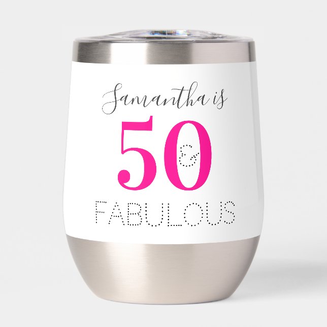 Cumpleaños Personalizado 50 y Fabuoso Rosa Brillan (Frente)
