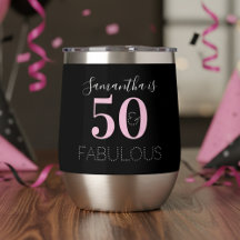 Cumpleaños Personalizado Negro Rosa 50