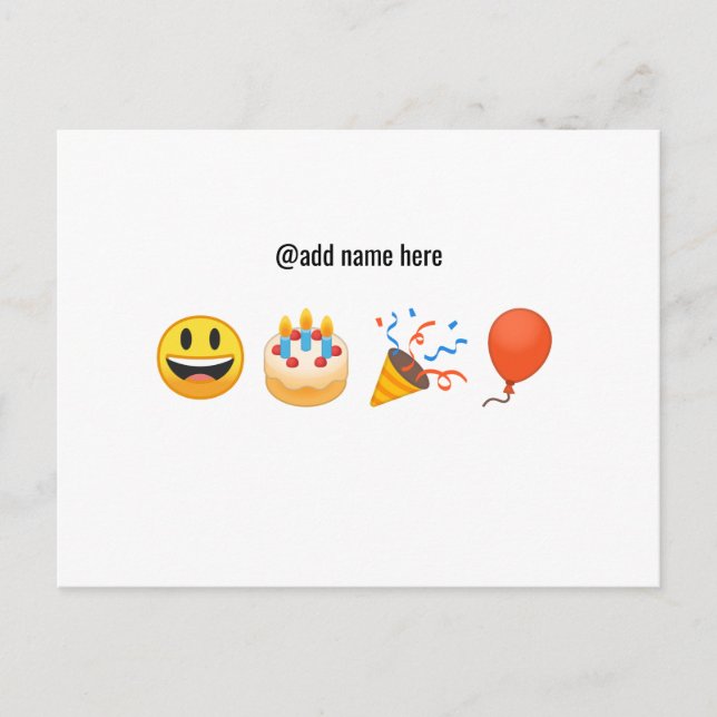 Cumpleaños | Postal de Emoji personalizada (Anverso)