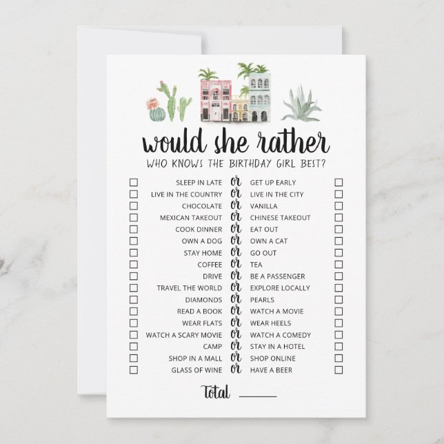 Cumpleaños Prefiere una tarjeta de juego editable (Anverso)