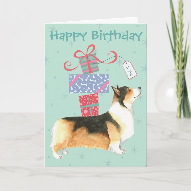 Cumpleaños presenta tarjeta de corgi galés pembrok (Anverso)