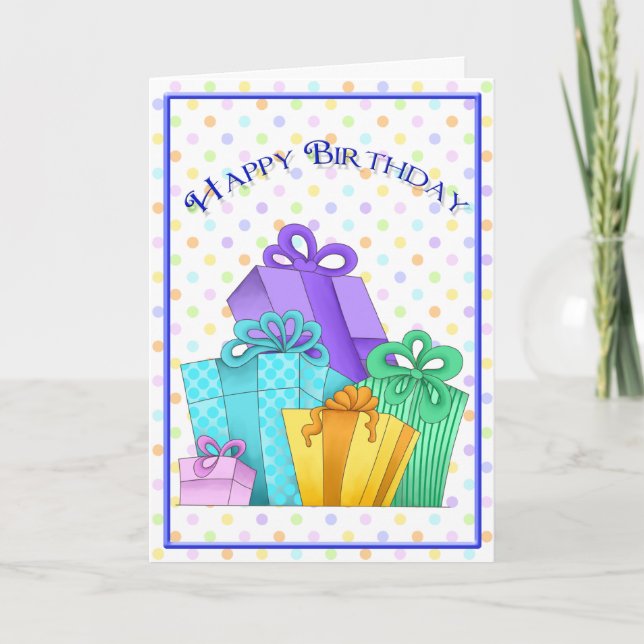 Cumpleaños presenta tarjeta de felicitación (Anverso)