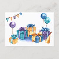 Cumpleaños presenta tarjeta de saludo horizontal